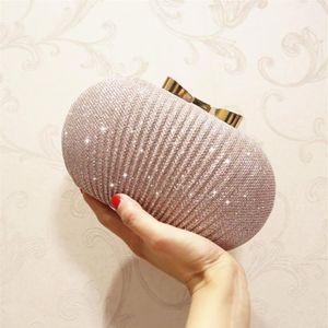 Sparkly Champagne Bruidshandtassen Effen Shell Koppelingen Voor Bruiloft Sieraden Vier Kleuren Prom Avondfeest Schoudertas Bag282g