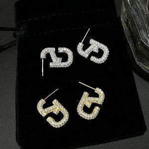 Boucles d'oreilles en forme de lettre de diamant scintillant or argent femmes boucle d'oreille de lettre de mode pour la fête de cadeau