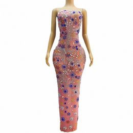 Sparkly Floral Diamd Crystals Homecoming Dres Pink Mujeres Vestidos de fiesta de cumpleaños Black Girls Tube Top Lg Prom Dr Tangren x4Ns #