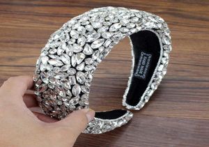 Sparkly Full Clear Crystal Gem Hoofdbanden Gevotte Diamante Rhinestone Bridal Hairbands For Women Luxury Wedding Hair Accessories X068497620