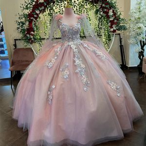 Robe De bal princesse rose scintillante, robes De Quinceanera, bretelles Spaghetti, chérie, paillettes, robes De Gala De 15 ans, 2024