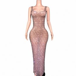 Sparkly Hinnestes Sexy Mesh See Through Sheild Evening Prom Célébrez Birthday Dr Shoot Shoot Show Wear Y005 #