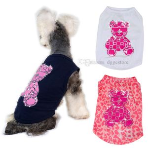 Sparkly Rhinestone Designer Merk Hondenkleding Hondenkleding Spring Zomer Katoen Ventilatie Pet Shirts voor kleine middelgrote honden Schnauze Yorkie Cute Bear L A351