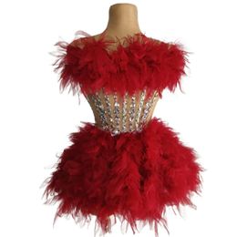 Sparkly Risestones Sequins Robe Robe Femmes Red Tube Top Prom Party Célébreuse Homecoming Dress Singer Show Wear Wear Baozha 240415