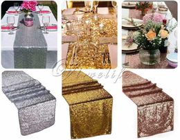 Sparkly Rose Gold Parnin Table Runner voor bruiloftsfeest Kersttafel Runner Tafelkleed Decoratie 30cmx180cm 30cm x 250 cm 35773663