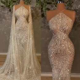 Sparkly lades Mermaid trouwjurk met wrap illusie bling dubai prinses bruidsjurken gewaad de soiree Turkish couture abendkleider bruid jurken bc18571