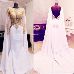 Elegante Caftan Dubai avondjurken met gouden appliques sexy backless chiffon formele jurken vrouwen dragen in Turkije 2019 Arabische avondjurken