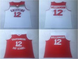 Spartanburg Day School 12 Zion Williamson Maillot de basket-ball pour hommes Maillots de basket-ball du lycée Zion Williamson cousus Spartanbu7916450