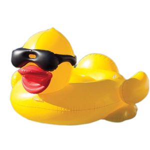 SpasHG Opblaasbaar Zwembad Drijft Vlotten Zwemmen Geel met Handvatten Dikker Gigantische PVC Eend Zwembaden Float Tube Raft