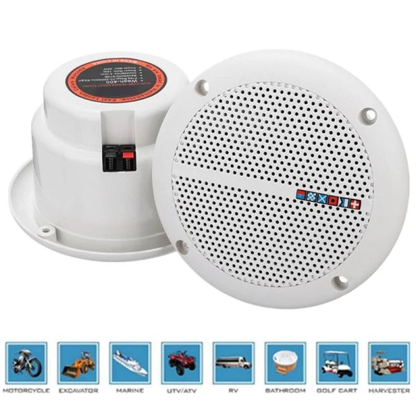 Altavoces 1 par de altavoces impermeables de gama completa para techo de barco marino, altavoces de pared para césped y jardín, altavoz de instalación resistente al agua