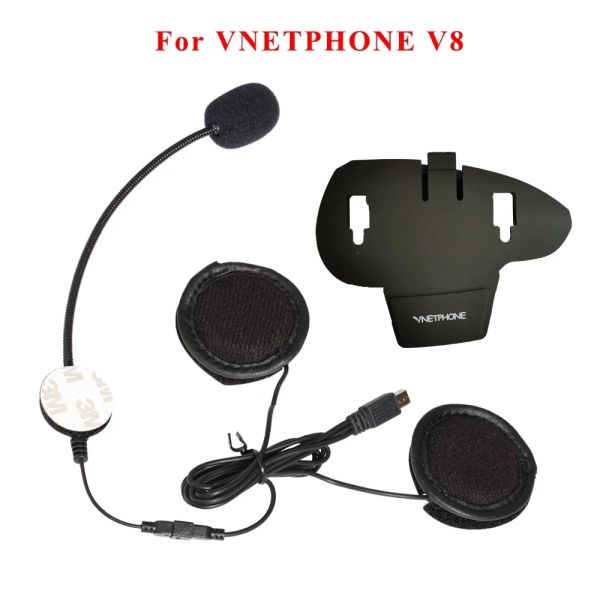 Altavoces Mini conector USB de 10 pines Micrófono Altavoz Auriculares y casco Intercomunicador Clip para Vnetphone V8 Intercomunicador Motocicleta Bluetooth