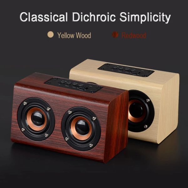 Altavoces 10W Caja de altavoz grande Madera Hogar Bluetooth Altavoces duales Subwoofer Soporte inalámbrico TF/AUX