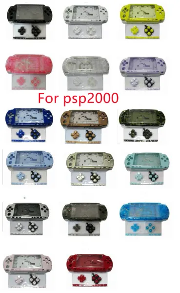 Haut-parleurs 14 ColorsReplacement Boîtier complet pour PSP 2000 PSP2000 Bouton de coque complet + autocollant + vis fabriquée en Chine