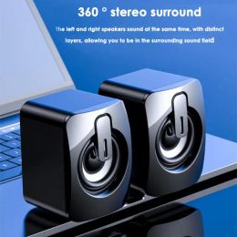 SPREKERS 1PAIR PC COMPUTER SPREKERS Sound Box voor PC Hifi Stereo Microfoon USB Wired met LED -licht voor desktopcomputer