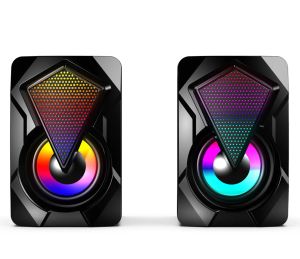 SPREKERS 202289768464654 JFDKFDS Desktop Kleine audio 3,5 mm Audio -aansluiting 2.0 Draadregeling RGB Color Light Mini Computer Spreker