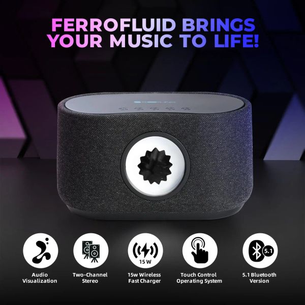 Haut-parleurs 2023 Wireles Magnétique du haut-parleur Visualisation musicale Ferrofluid Bluetooth Symbiotic Sound Box avec basse Caixa de Som
