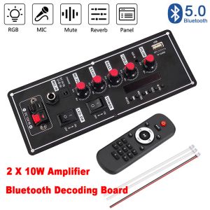 Luidsprekers 20W Bluetooth 5.0 Versterker Board Trolley Luidspreker Decodering Microfoon Karaoke Amplificador FM Radio AUX TF USB Home Theater DIY