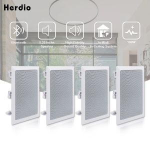 Haut-parleurs 2 paies 5,25 pouces Amplificateur mural Bluetooth Home Audio 2 * 100W Système de musique sonore stéréo haut-parleur haut-haut de plafond pour intérieur