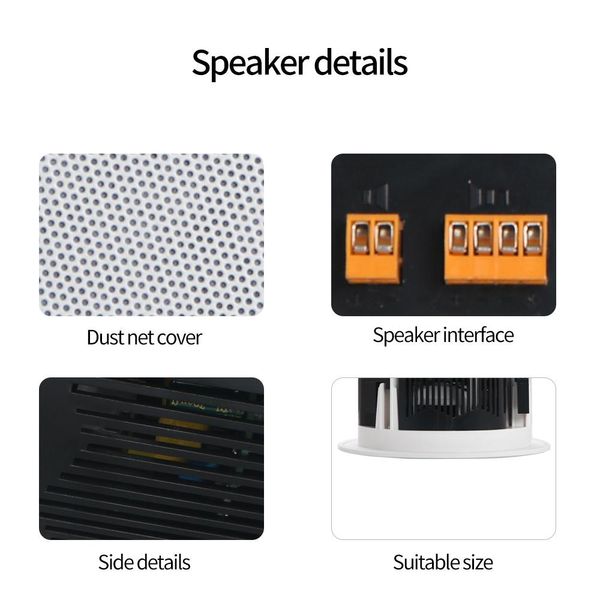 Altavoces Altavoz de techo Bluetooth de 30w, altavoz de techo sin marco, altavoz de techo integrado de 5 pulgadas para montaje en pared, incluye Adapt