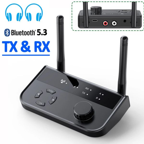 Altavoces 3D estéreo Bluetooth 5,3 receptor de audio transmisor óptico/3,5 mm AUX salida de señal digital adaptador inalámbrico para altavoz de coche