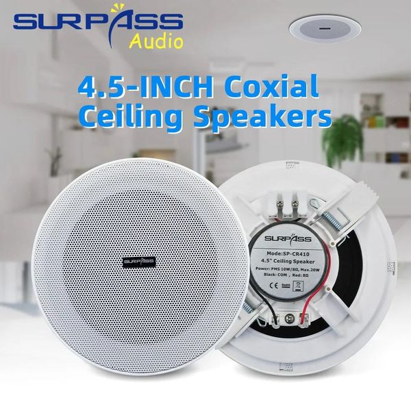 Haut-parleurs 4.5 '' 8ohm 10W système PA maison haut-parleur de plafond passif son stéréo gamme complète haut-parleur musique de fond pour amplificateur intérieur