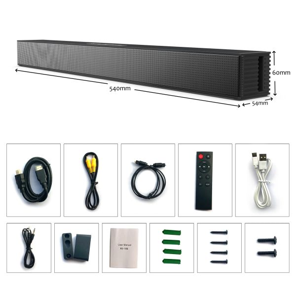 Altavoces Barra de sonido de alta potencia de 40 W, sistema de cine en casa de pared Echo, altavoz envolvente, amplificador de frecuencia de Audio inalámbrico Bluetooth para TV