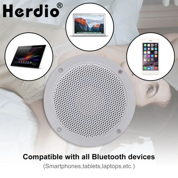 Haut-parleurs 4 pouces imperméables et plafond de la poussière de haut-parleurs de haut-parleurs Bluetooth entourant 80W audio intérieur intégré mural en haut de toit