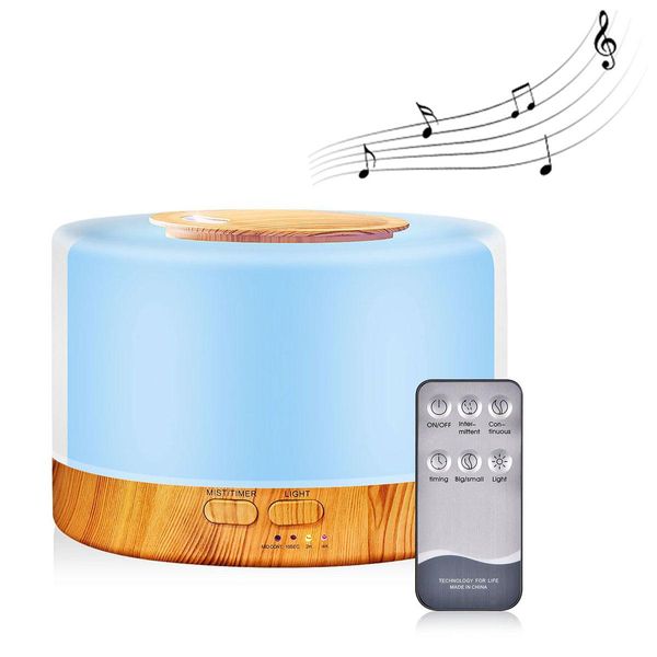 Humidificateur d'air électrique de diffuseur d'arome de haut-parleur de Bluetooth de 500ML avec le brumisateur frais de fabricant de brume fraîche de lumière de couleur de télécommande pour la maison