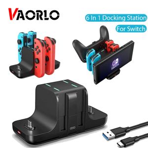 Haut-parleurs 6in1 pour le chargeur de commutation Nintendo avec 4 joycons et 2 contrôleurs pro ns joycon con con chargement base dc5v / 2a charge de charge