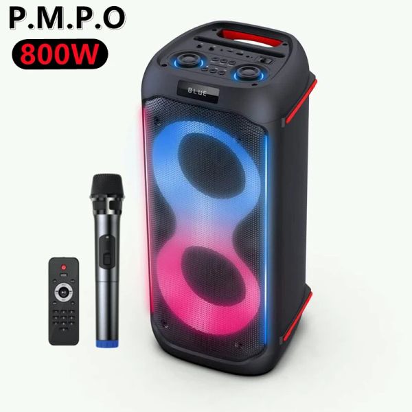 Haut-parleurs 800W puissance maximale double 6,5 pouces Boombox extérieur Home cinéma système de haut-parleurs Bluetooth karaoké caisson de basses avec micro à distance FM