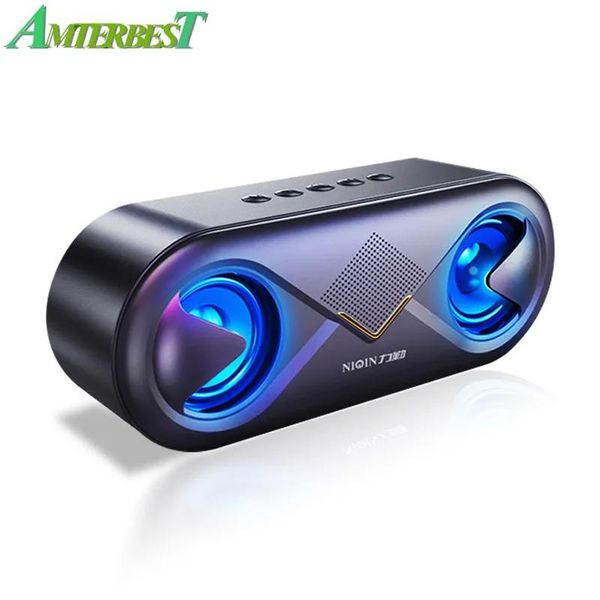 Haut-parleurs AMTERBEST 3D son stéréo Portable Bluetooth haut-parleur 10W haut-parleur sans fil haut-parleur extérieur Support carte TF/lecteur USB/AUX