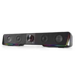 Lautsprecher BAAY Computerlautsprecher Drahtloser Bluetooth 5.0 Desktop-Lautsprecher RGB-Beleuchtung Soundbar für Laptop-Desktop-Computer Subwoofer