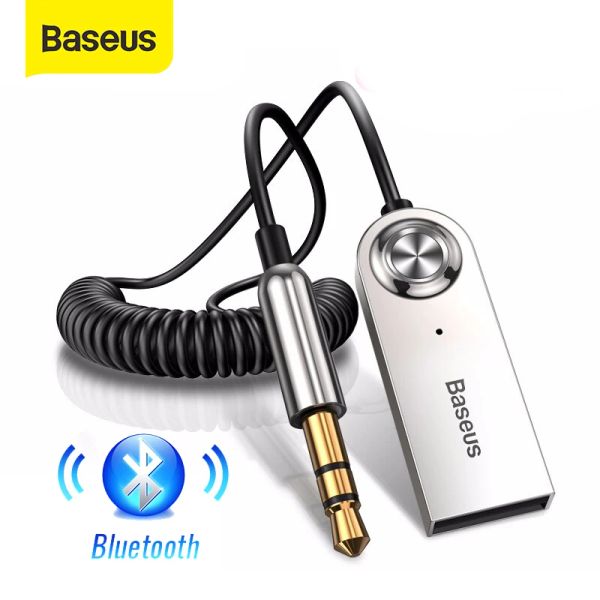 Haut-parleurs Baseus Aux Bluetooth Adaptateur Pour Voiture 3.5mm Jack USB Bluetooth 5.0 Récepteur Haut-Parleur Auto Mains Libres Kit De Voiture Audio Transmetteur De Musique
