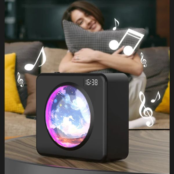 Haut-parleurs grand volume stéréo maison colorée lumineuse karaoke soundbox new rétro en vinyle lecteur horloge numérique en haut-parleur bluetooth