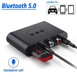Haut-parleurs Bluetooth 5.0 Récepteur audio U Disk RCA 3.5mm 3.5 AUX Jack Stéréo Musique Adaptateur sans fil avec micro pour kit de voiture Amplificateur de haut-parleur