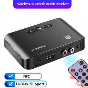Haut-parleurs Bluetooth 5.0 Récepteur U Disque NFC NFC 3.5 mm Jack Stéréo Musique Audio Adaptateur sans fil Remote pour l'amplificateur de haut-parleur de voiture