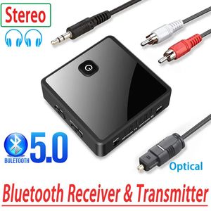 Haut-parleurs Bluetooth 5.0 Émetteur Récepteur Faible Latence 3.5mm AUX Jack Optique Stéréo Musique Adaptateur Audio Sans Fil Pour PC TV Haut-Parleur De Voiture