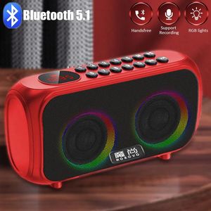 Haut-parleurs Bluetooth 5.1 Stéréo Subwoofer haut-parleur portable FM Radio MP3 Lights Colorful / mic / LCD Affichage Support TF / USB Music Playbac
