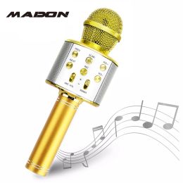 Haut-parleurs Bluetooth KTV sans fil karaoké Microphone à main lecteur USB micro haut-parleur Portable noël anniversaire maison fête chaude WS858