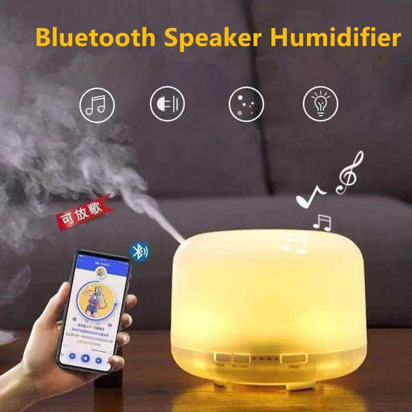 Bluetooth haut-parleur humidificateur 500ml électrique arôme huile essentielle diffuseur ultrasonique cool brumisateur brumisateur veilleuse pour la maison