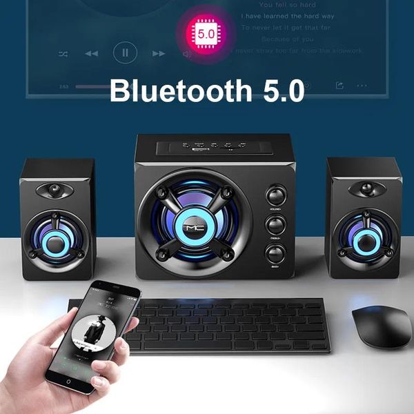 Altavoces Altavoz Bluetooth USB con cable computadora de escritorio de moda para reproductor de música estéreo subwoofer caja de sonido PC