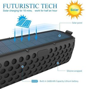 Altavoces Altavoz compatible con Bluetooth, altavoz inalámbrico portátil de energía Solar, estéreo HiFi, llamada manos libres, 2400 mAh, IPX5, resistente al agua