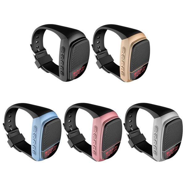 Haut-parleurs compatibles Bluetooth, musique de sport, Radio FM, chargeur USB, montre-bracelet de course, alarme, Audio pour course à pied/randonnée