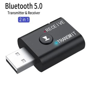 Haut-parleurs BT5.0 Adaptateur Bluetooth récepteur audio sans fil et émetteur double fonction Bluetooth 5.0 Dongle USB pour la voiture du casque de haut-parleur