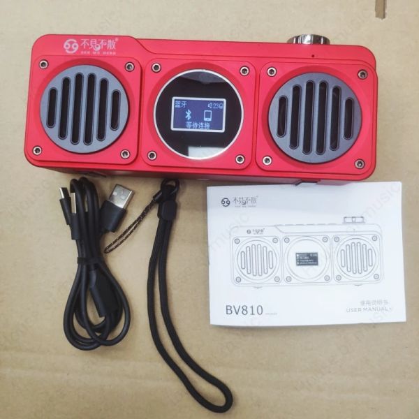 BV810 Haut-parleurs Bluetooth portables sans fil avec radio FM Haut-parleurs étanches Écran LCD Affichage HD Appel gratuit Emplacement pour carte Micro SD