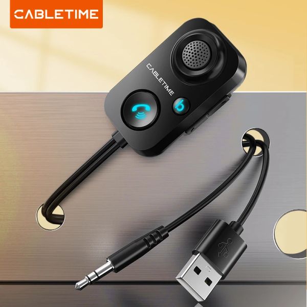 Altavoces CABLETIME Receptor Bluetooth 5.1 AUX Audio Adaptador inalámbrico de 3,5 mm para manos libres Amplificador para automóvil Altavoz Auriculares C416