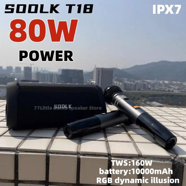 Haut-parleurs Caixa De Som SODLK T18 160W haut-parleur Bluetooth haute puissance caisson de basses sans fil barre de son TES Party karaoké méga basse avec micro