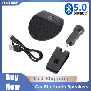 Haut-parleurs de voiture Bluetooth V5.0 sans fil pour véhicule, Kit mains libres compatible avec haut-parleur Bluetooth, pare-soleil, accessoires de voiture