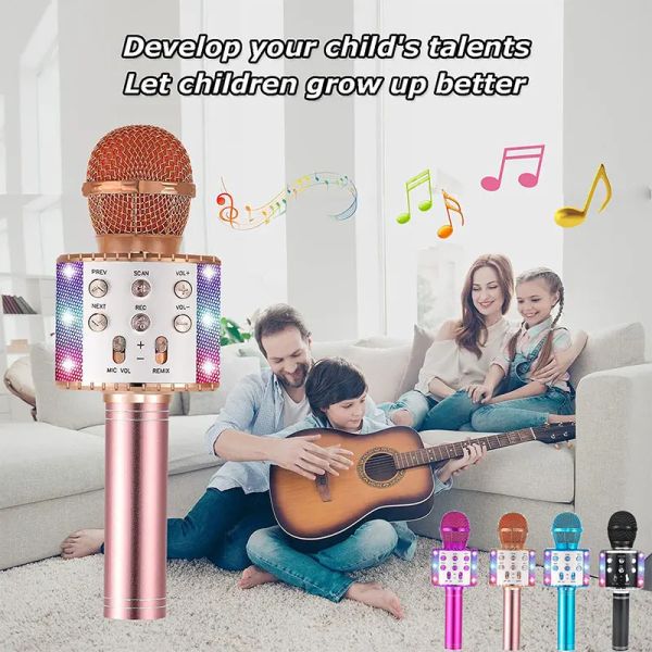 Haut-parleurs pour enfants enfants portable Bluetooth haut-parleur professionnel complet karaoké microphone changeur sonore enregistreur avec micro sans fil