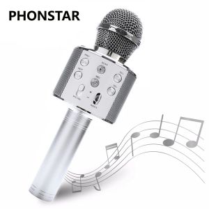 Haut-parleurs microphone karrophone karoke ws858 chambre machine home système portable bluetooth haut-parleur livraison gratuite avec micro sans fil pour gamin